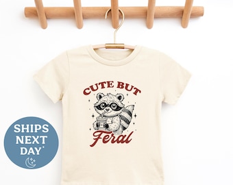Funny Raccoon Toddler T-Shirt – Cute But Feral Tee