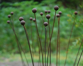 Kinetic Metal Garden Art Sculpture Grouping of 7 -1" Balls Outdoor Yard Art Gift Ball Weeds