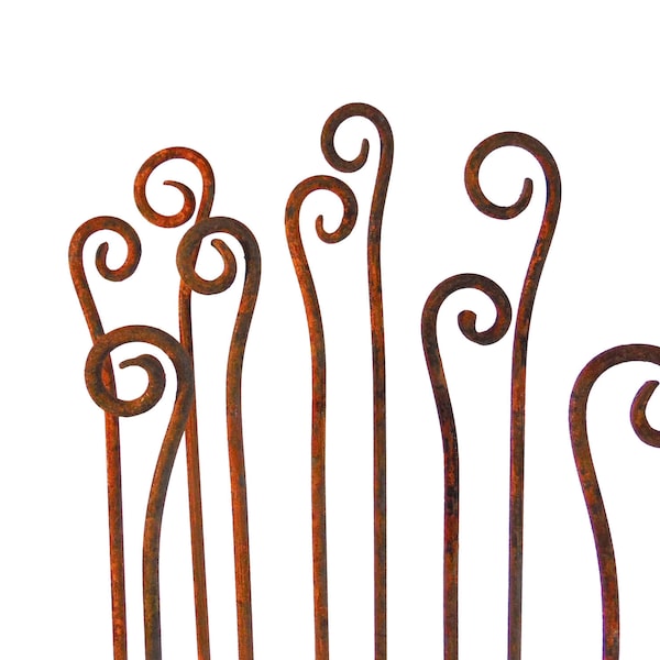 Free Shipping Metal Garden Art Plant Sculpture Stakes Unique Outdoor Gift Handmade Decor Forged Scrolls Sold Individually