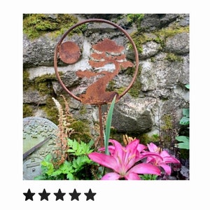 Bonsai Tree Metal Garden Art Stake: Rusted Steel Decor image 4