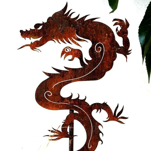 Dragon Metal Garden Art Stake Home and Garden Decor Metal Sculpture Outdoor Garden Art Statue