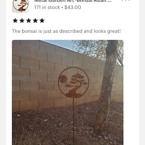 Bonsai Tree Metal Garden Art Stake: Rusted Steel Decor image 5