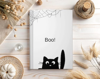 Hardcover Journal | Spooky Cat Halloween Journal | Hardcover Lined Notebook