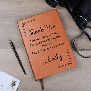 Personalized Leather Journal | Coworker Giftful | Difference Maker | Thank You Gift | Gift for Employee | Gift For Coworker | Boss Gift