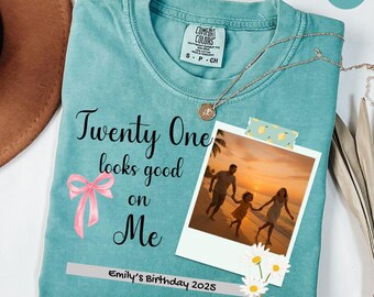 21st Birthday Shirt, Comfort Colors, Birthday Tee, Custom Polaroid Tee, Custom Photo Shirt, Birthday Shirt, Scrapbook Tee, Vintage Tee