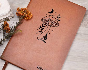 Mushroom Journal | Mushroom Motifs | Leather Journal | Leather Notebook | Personalized Leather Journal | Nature Lover Gift | Mushroom gift