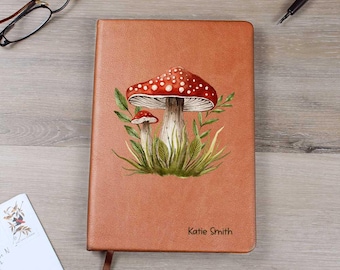 Mushroom Journal | Mushroom Motifs | Leather Journal | Leather Notebook | Personalized Leather Journal | Nature Lover Gift | Mushroom gift