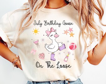 25th Birthday, Summer Birthday, Silly Goose Shirt, Coquette Birthday Shirt, July Birthday, Cute Birthday Shirt, Boho Flower Birthday