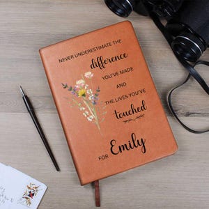 Quaderno in pelle personalizzato / Regalo per l'ospite / Regalo di ringraziamento / Regalo di apprezzamento / Regalo per il capo / Regalo per il mentore / Regalo per l'insegnante / Regalo per i dipendenti