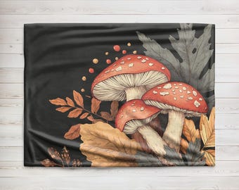 Mushroom Blanket | Engagement Blanket | Couples Gift | Cottagecore Blanket | Mushroom Aesthetic | Nature Blanket | Boho Aesthetic