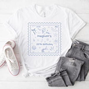 Camiseta de cumpleaños número 25 / Sirena / Cumpleañera / Crisis de los veinticinco años / Sello postal / Colores reconfortantes / Regalo de cumpleaños