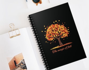 Spiral Notebook - Ruled Line Notebook / Journal | Fall Tree Leaves Notebook | The Magic of Fall