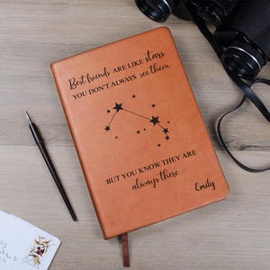 Personalisierte Lederbuch | Personalisiertes Lederbuch | Sternzeichen Konstellation Geschenk | Bester Freund Geschenk | Wertschätzung Geschenk | Gastgeber Geschenk