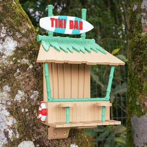 Tiki Bar Fun Bird Feeder - 3D Printed Outdoor Decor for Garden & Patio, Unique Gift for Bird Lovers