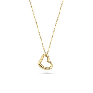 14k Solid Gold Heart Pendant, Heart Necklace Locketwith Initials, Minimalist Handmade Necklace For Women