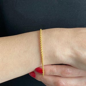 14k Solid Gold Bracelet, 2,5 mm Rope Chain Link Bracelet, Twisted Chain Bracelet, Layering Bracelet For Women