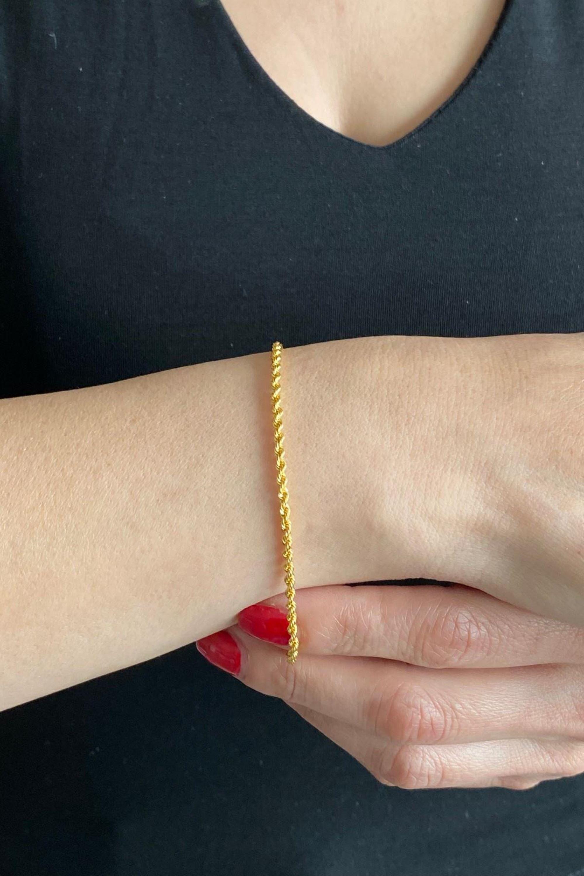 Bracciale a maglie, placcato oro 14K, gioielli autentici, bracciale a maglie sottili, bracciale con pendente di perla d'acqua dolce, gioielli resistenti all'acqua | Salome - Italia