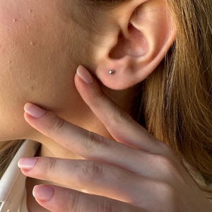 Gold Ball Stud Earrings, 3 mm / 5 mm / 7 mm Solid Gold Earring, Tiny Cartilage Stud Earring, Gold Push Back Studs Woman