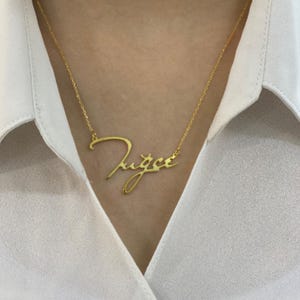 Collar con nombre de oro de 14 quilates, placa de oro, collar personalizado con nombre de oro de 14 quilates, collar con dije de nombre