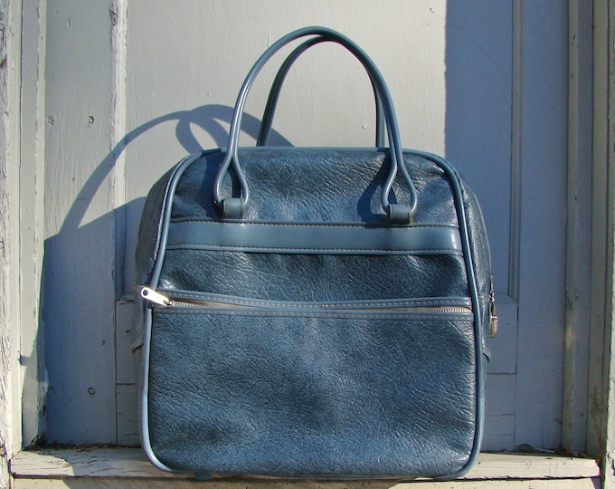 Vintage Blue Bowling Bag Vegan Large Etsy
