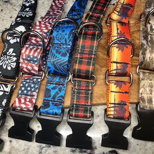 Set of 6 Adjustable Martingale dog collars w/ safety release, 1&quot; width 16-20&quot; necks Optional embroidered name and phone number!
