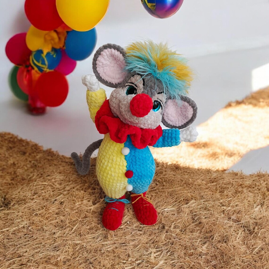 Mouse Clown Crochet Pattern: Amigurumi Plush Toy Animal (PDF Pattern ...