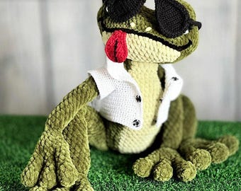 Crochet Frog Amigurumi Pattern, Summer Vacation Outfit (PDF ENGLISH)
