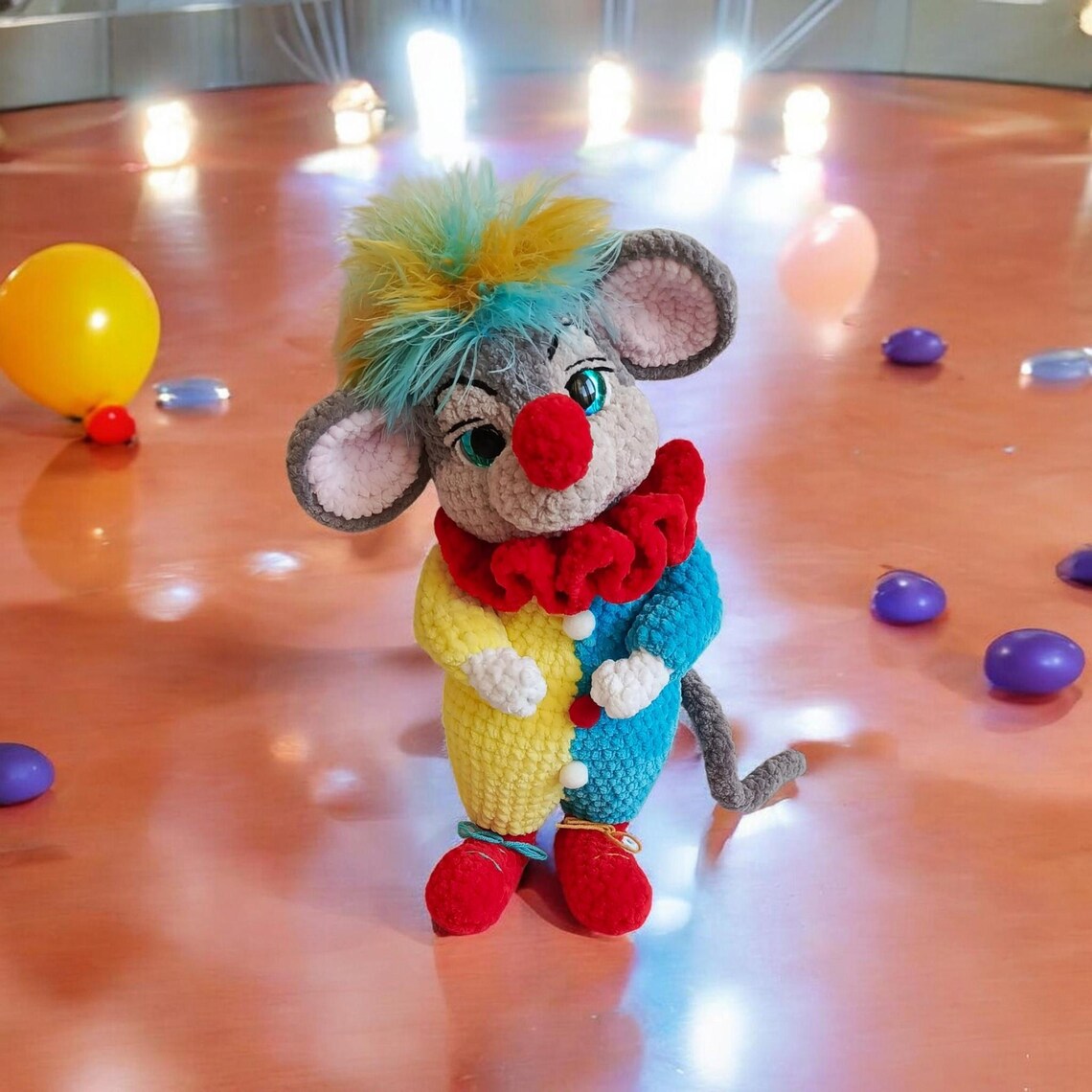Mouse Clown Crochet Pattern: Amigurumi Plush Toy Animal (PDF Pattern ...
