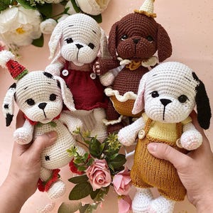 Crochet PATTERN Dogs Puppies, No sew Amigurumi tutorial PDF in English, Easy crochet puppy, crochet pattern PDF