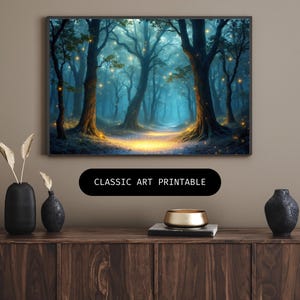 Bosque Borroso - Impresión de arte digital, Arte de pared, Descarga digital, Decoración del hogar, Imprimible