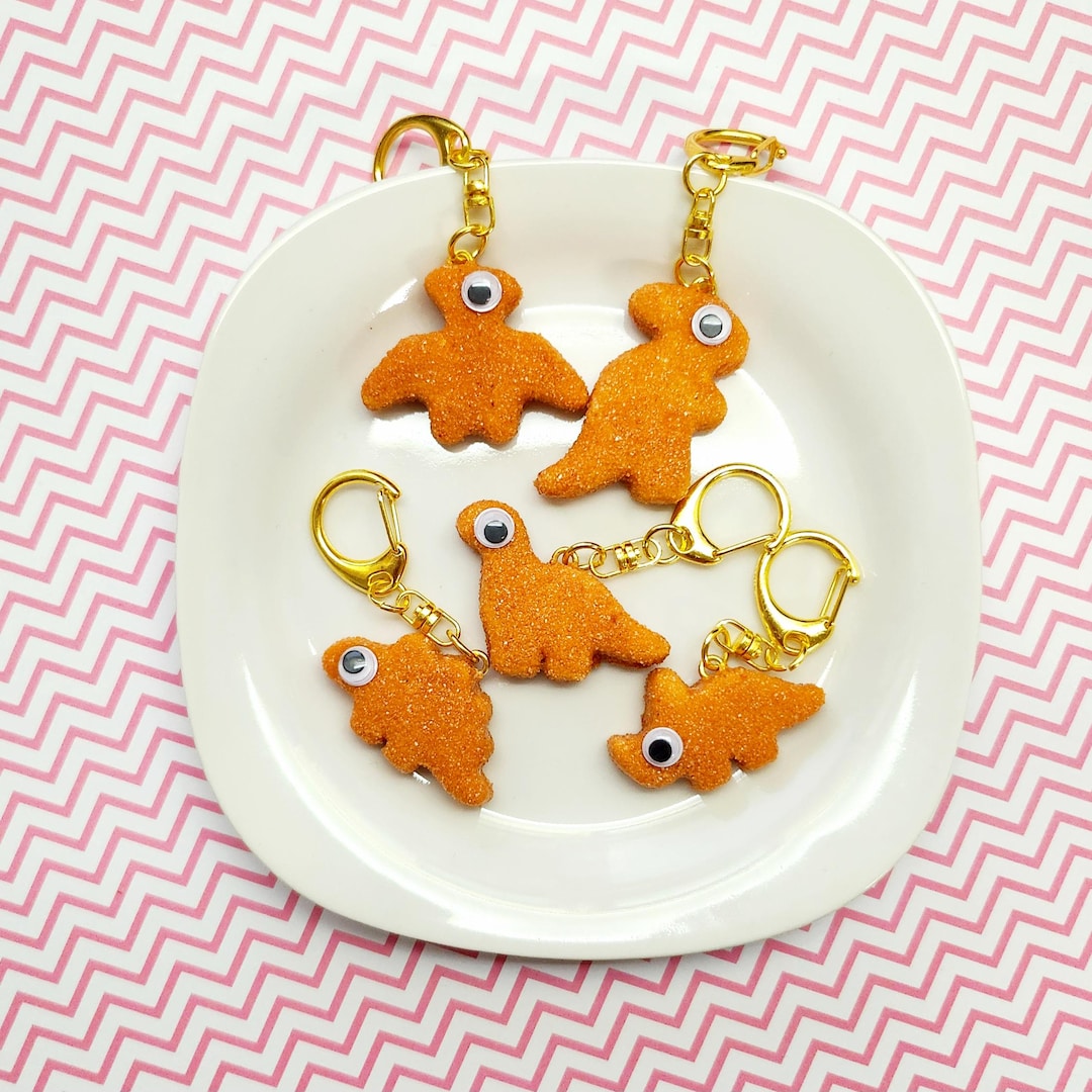 Nugget Key Chain Dinosaur Chicken Nugget Keychain - Etsy