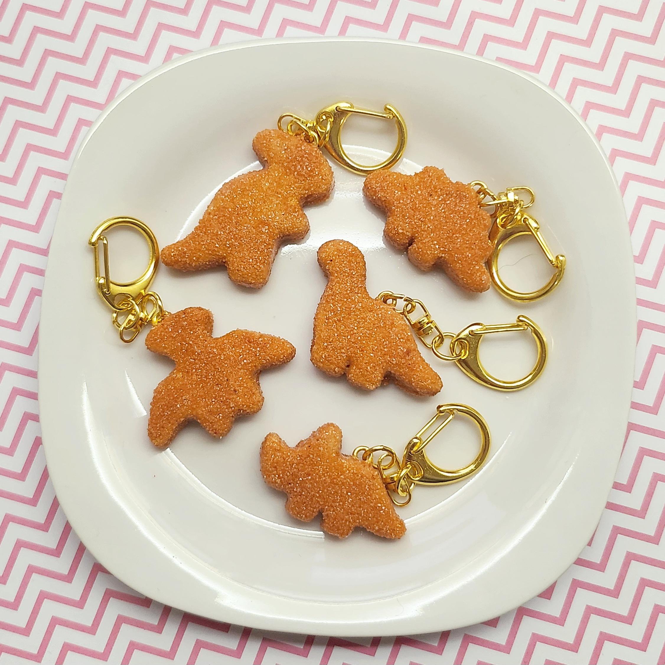 Nugget Key Chain Dinosaur Chicken Nugget Keychain - Etsy