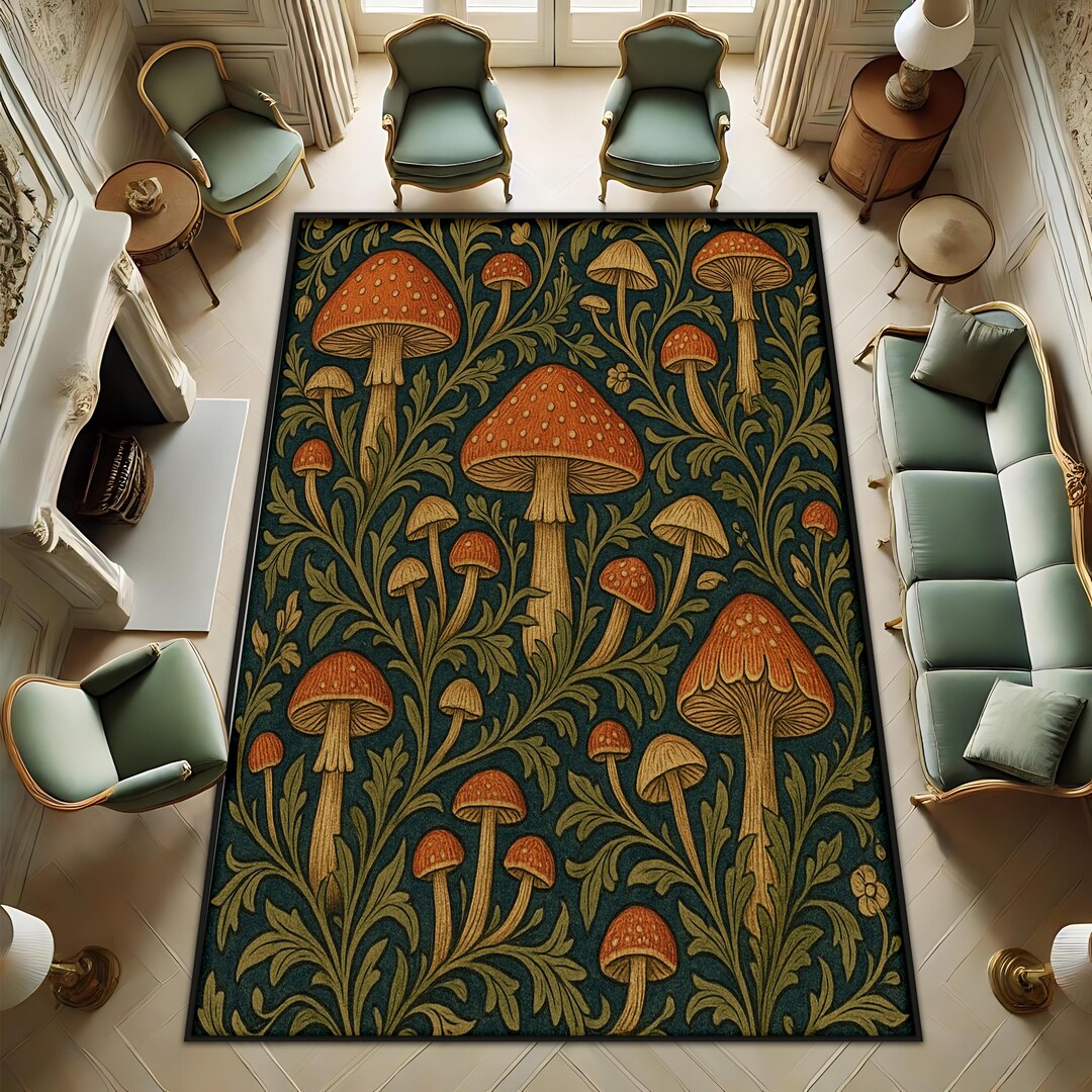 Toadstool Rug Vintage Forest Toadstool Rug With Frog Design, Nature Inspired ...