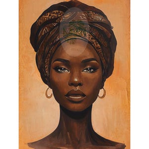 Black Woman Digital Art | Warm Ambient Afrocentric Printable Wall Art | Empowering African American Decor