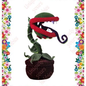Modèle au crochet d'une plante carnivore (La Petite Boutique des Horreurs) disponible en téléchargement numérique.