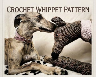 Patrón en PDF para tejer a crochet un peluche de Whippet.