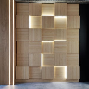Exclusive wood panel with backlight, 3d wall panels, wall panels, wood panel, wall paneling, wood panel with lights, oak.