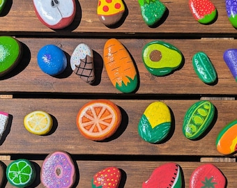 Mud kitchen food rocks- hand painted