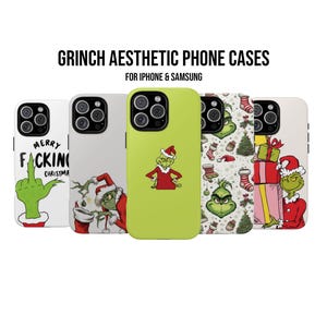 Grinch Aesthetic Phone Case, Funny Grinch Phone Cover, Christmas Gift, Iphone 16 15 14 13 12 11 Pro Max, Samsung S24 S23 S22 S21 Ultra Plus