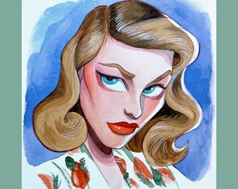 Lauren Bacall -me (metallic print)