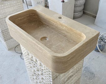 Ready To Ship, Travertine Marble Sink, Sink, Special Order Marble Sink, Wall Mounted Sink, Powder Room Sink, Marble Sink, Travertine Sink