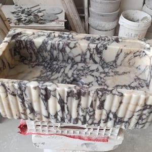 Calacatta Marble Sink, Powder Room Sink Vanity, Wall Mounted Sink Basin, Custom Order Sink, Luxury Bathroom Sink, Farmhouse Washbasin
