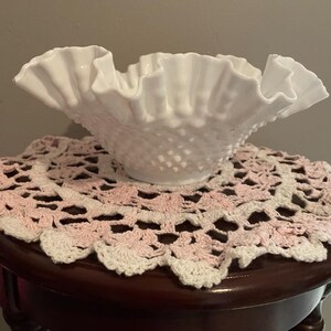 Fenton Milk Glass Ruffled Bowl
