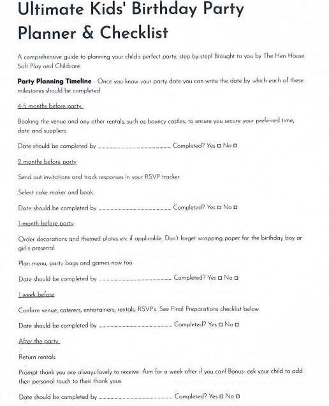 Ultimate Kids Party Planner & Checklist - Etsy