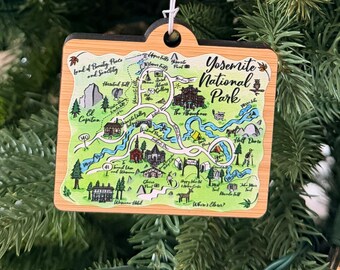 Yosemite National Park Illustrated Map Bamboo Ornament/Decoration