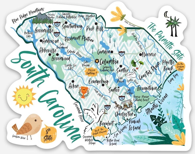 Sticker Design Sc South Carolina State Vinyl Sticker - Etsy