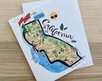 California State Map Full Color Note Card