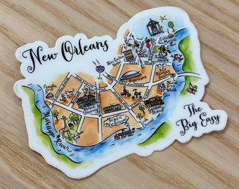 New Orleans Illustrated Map Vinyl Sticker