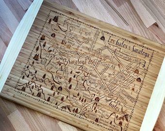 Los Gatos-Saratoga Map Large Bamboo Cutting Board