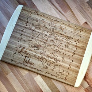 Lake Tahoe Map Large Bamboo Cutting Board